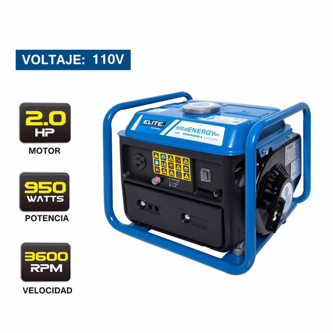 GENERADOR PORTÁTIL A GASOLINA 950W ELITE 2G950 - Imagen 6