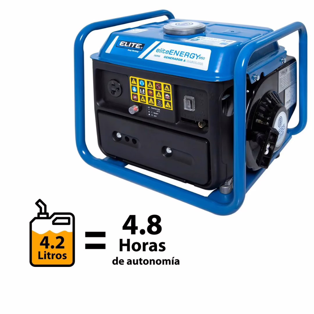 GENERADOR PORTÁTIL A GASOLINA 950W ELITE 2G950 - Imagen 7