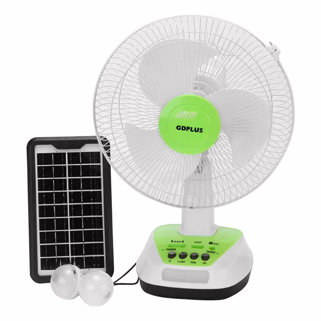 ABANICO RECARGABLE CON PANEL SOLAR GD-FS16