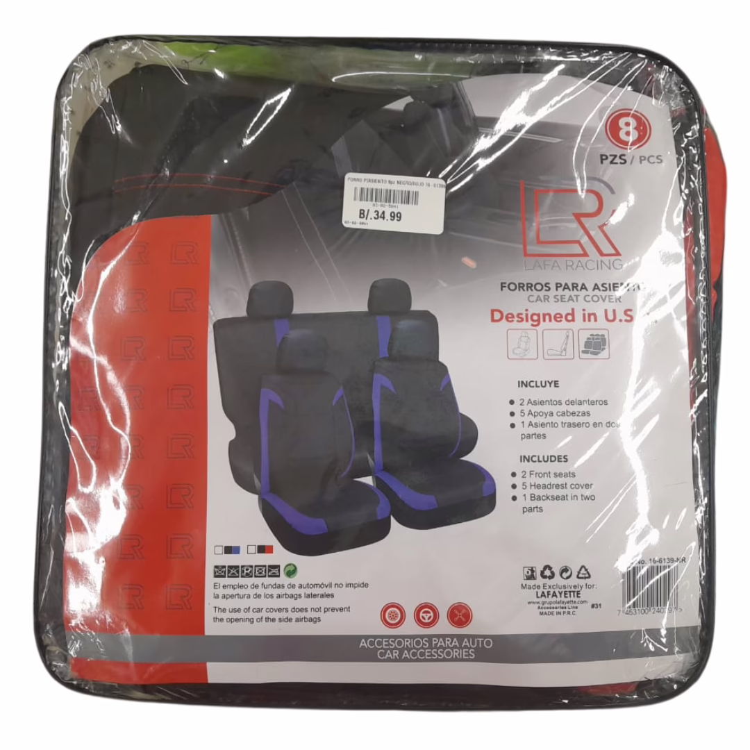 FORRO PARA ASIENTO 9PZ NEGRO/ROJO 16-6139NR