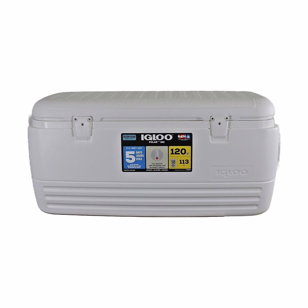 COOLER POLAR COLOR BLANCO IGLOO CON CAPACIDAD DE 120 QT